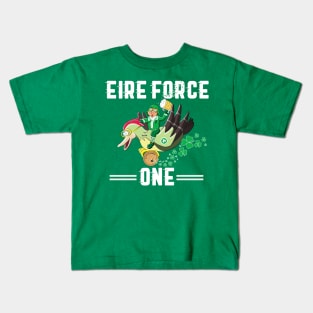 St Patrick's Day Airforce Leprechaun for Pilots And Veterans Kids T-Shirt